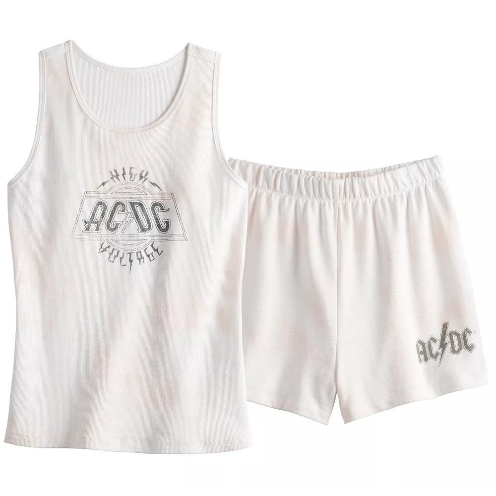 New! AC/DC High Voltage Rock Band Tank Top & Shorts Set
